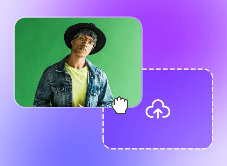 Homem usando chapéu e jaqueta jeans com fundo verde