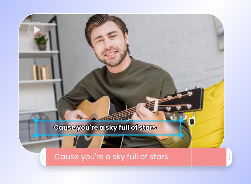 Merge the subtitles cause you are a sky full of stars with a music video of a man playing guitar