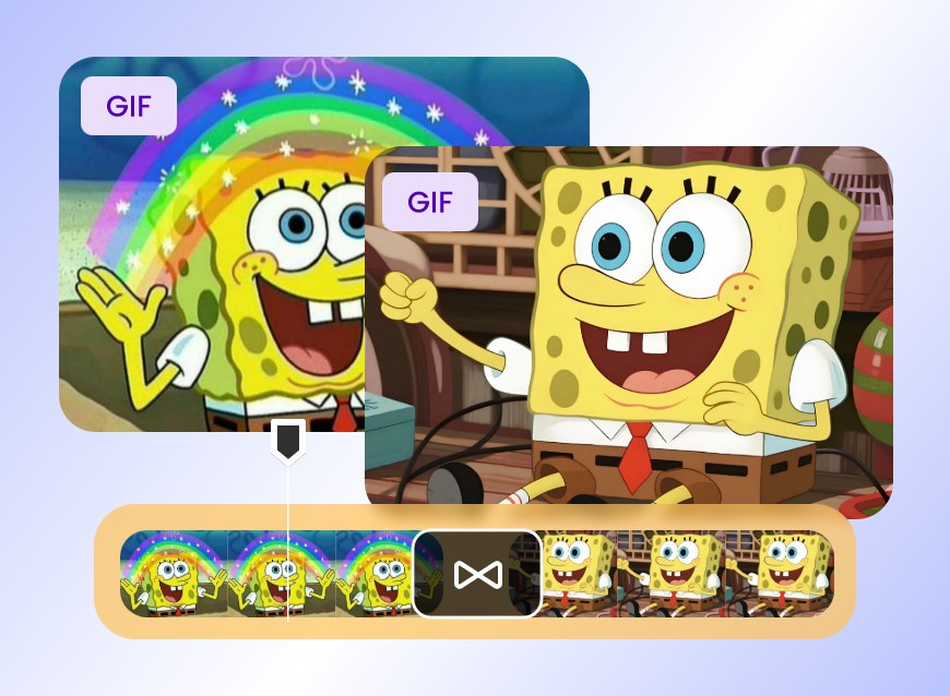 Merge to spongebob meme gifs together with a transition