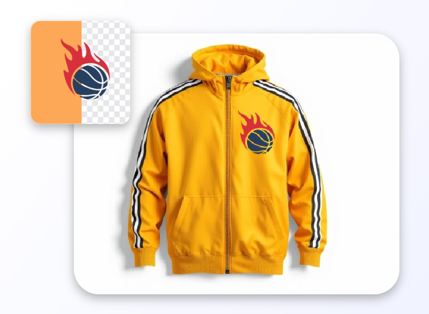 Remove color from logo and print it on a yellow jacket