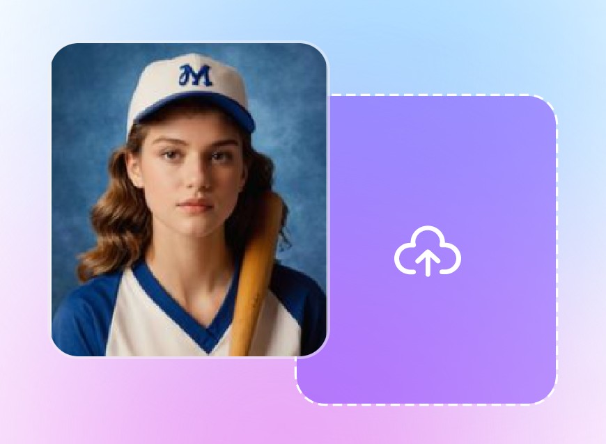 Select a template of a baseball player with long curly hair wearing a baseball cap