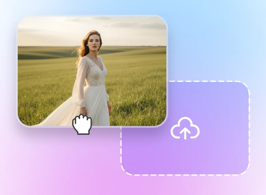 Step 1 upload an image featuring a woman in a white dress