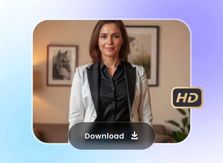 etapa 3: baixe a imagem em HD da garota de cabelo curto vestindo um terno preto e branco