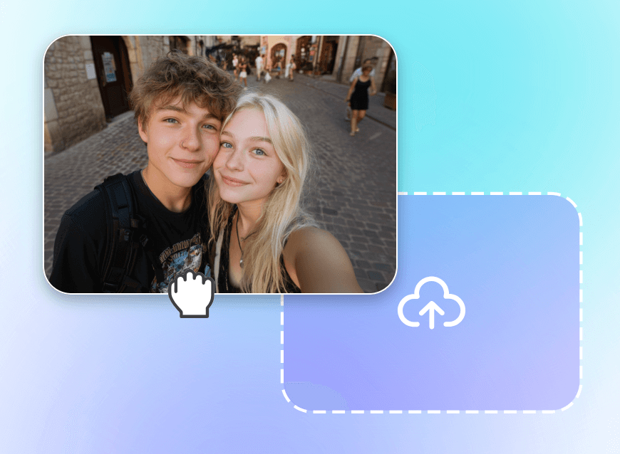 Schritt zwei Lade ein Paarfoto in den Clipfly Valentinstagsvideo-Maker hoch