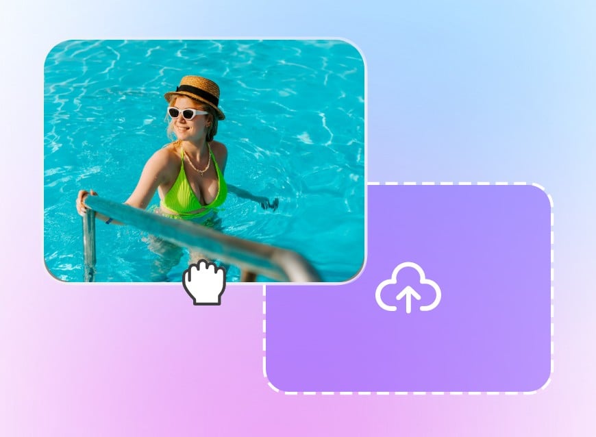 Upload MP4 video of woman in green swimsuit standing inside pool to Clipfly