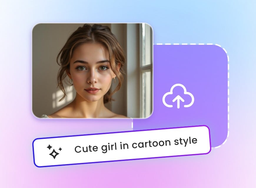 Upload a girl image or text prompts cute girl in cartoon style to our ai avatar generator
