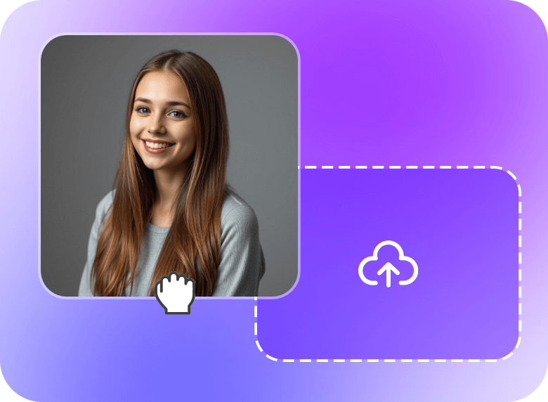 Upload a picture of a girl with long straight brown hair wearing a gray top