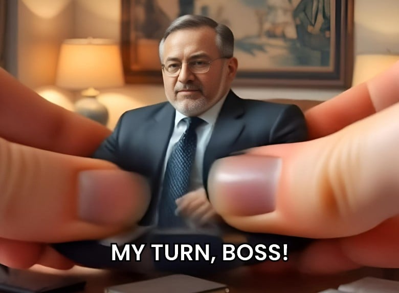 Upload a picture of your boss in a suit and pinch him