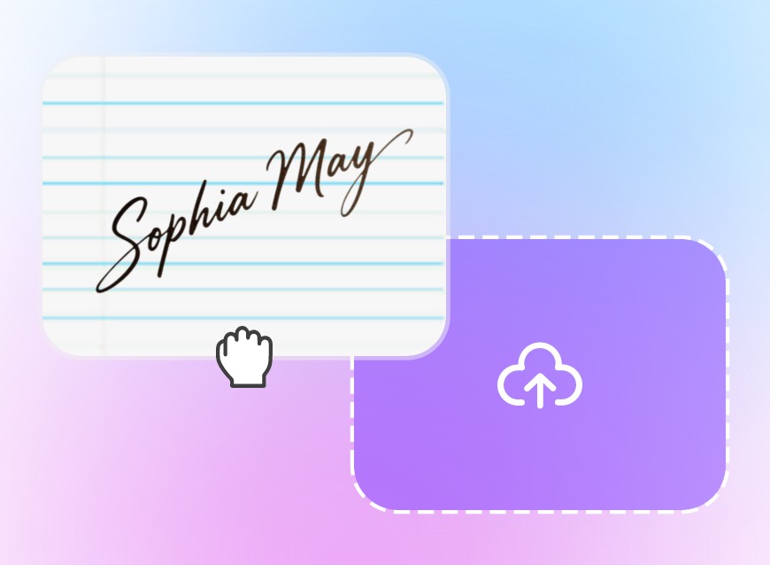 Upload a signature of Sophia May on striped paper to clipfly signature bg remover