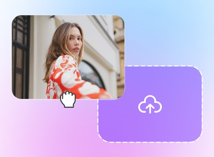 Carregue um vídeo de uma garota loira com um top floral laranja para o aprimorador de qualidade de vídeo do Clipfly