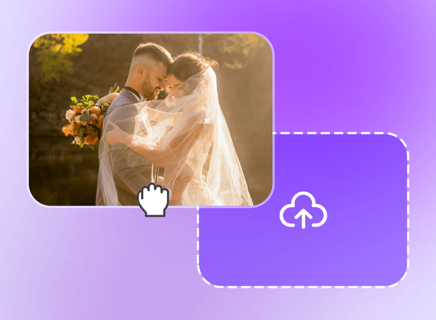 envie um vídeo dos noivos se abraçando para o criador de vídeos de casamento clipfly