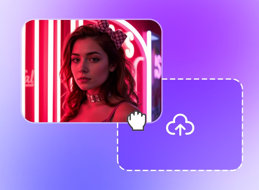 Upload some video clips of a woman with red lights in the background