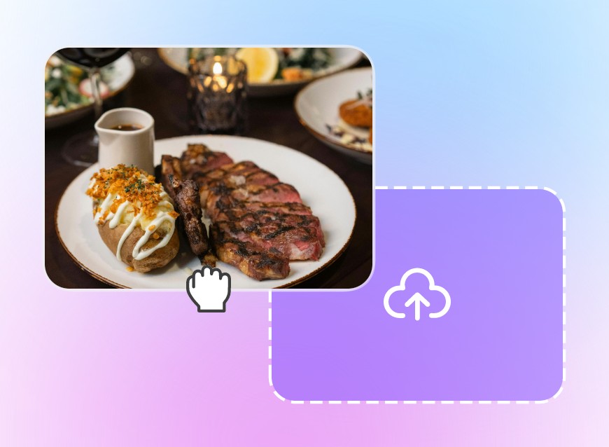Carregue o vídeo da preparação de um bife no editor de vídeo clipfly