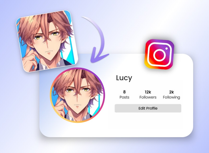 Use a picture of a handsome boy with pink hair as Instagram pfp