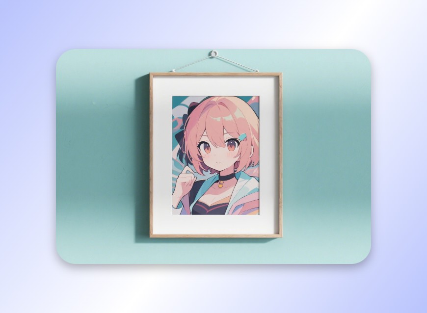 Use a picture of an anime girl with pink short hair as a wall art