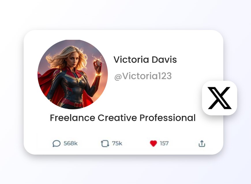 Use a stunning photo of the captain marvel with a fist as a pfp of twitter X