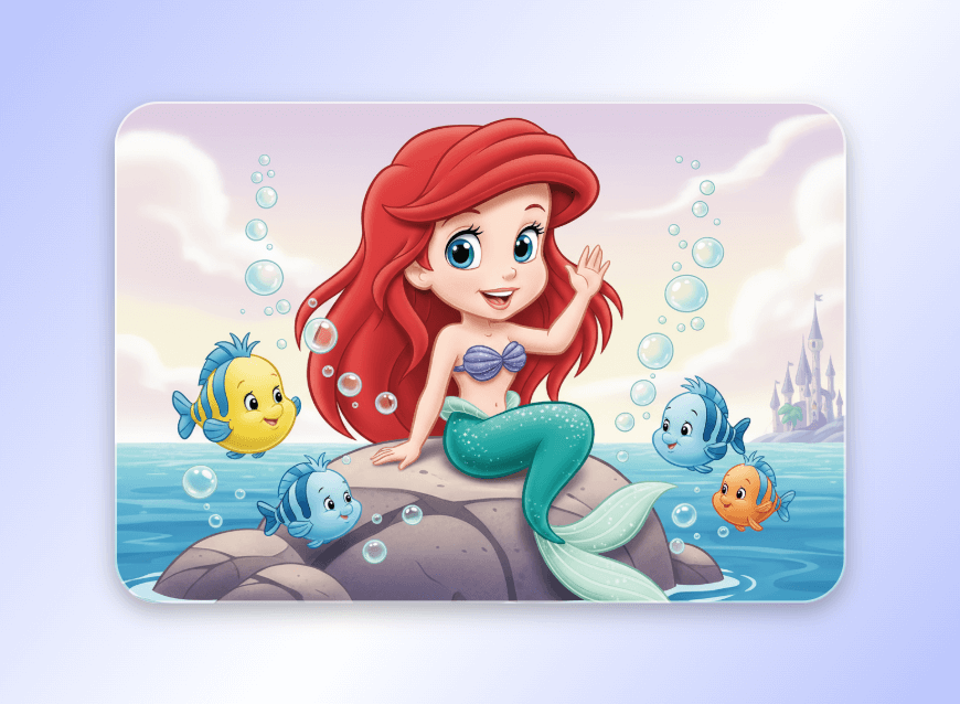 A beautiful mermaid with red hair sitting on a reef