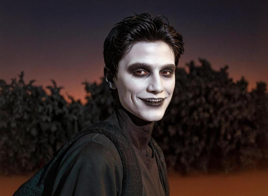 Un homme avec un maquillage de faucheuse