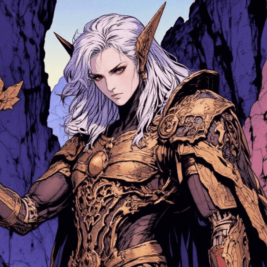 Um homem com cabelo branco em estilo de desenho animado de anime