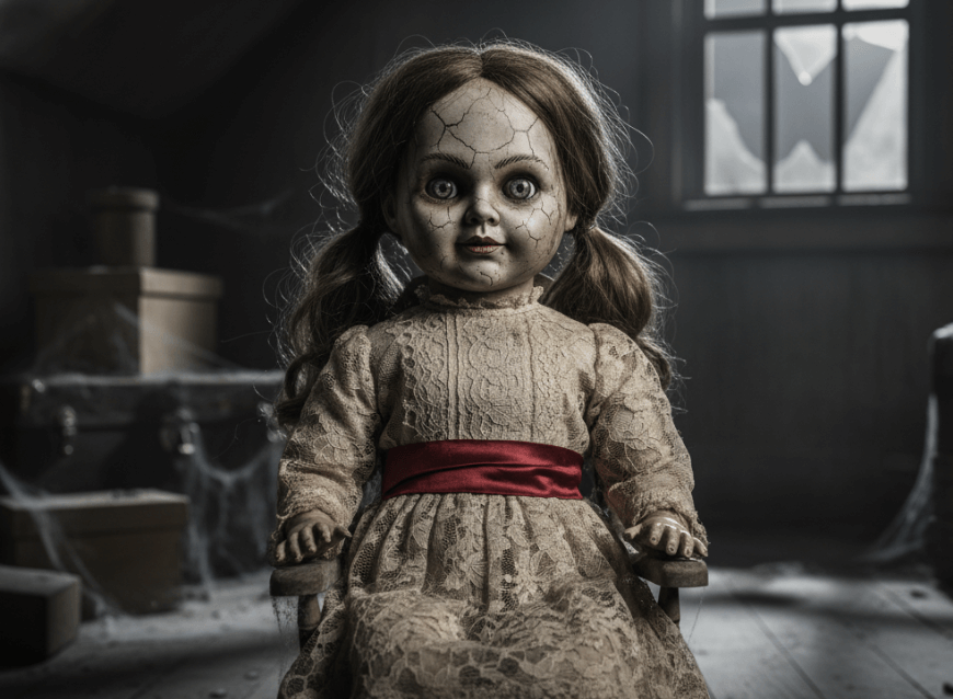A photo of a scary doll