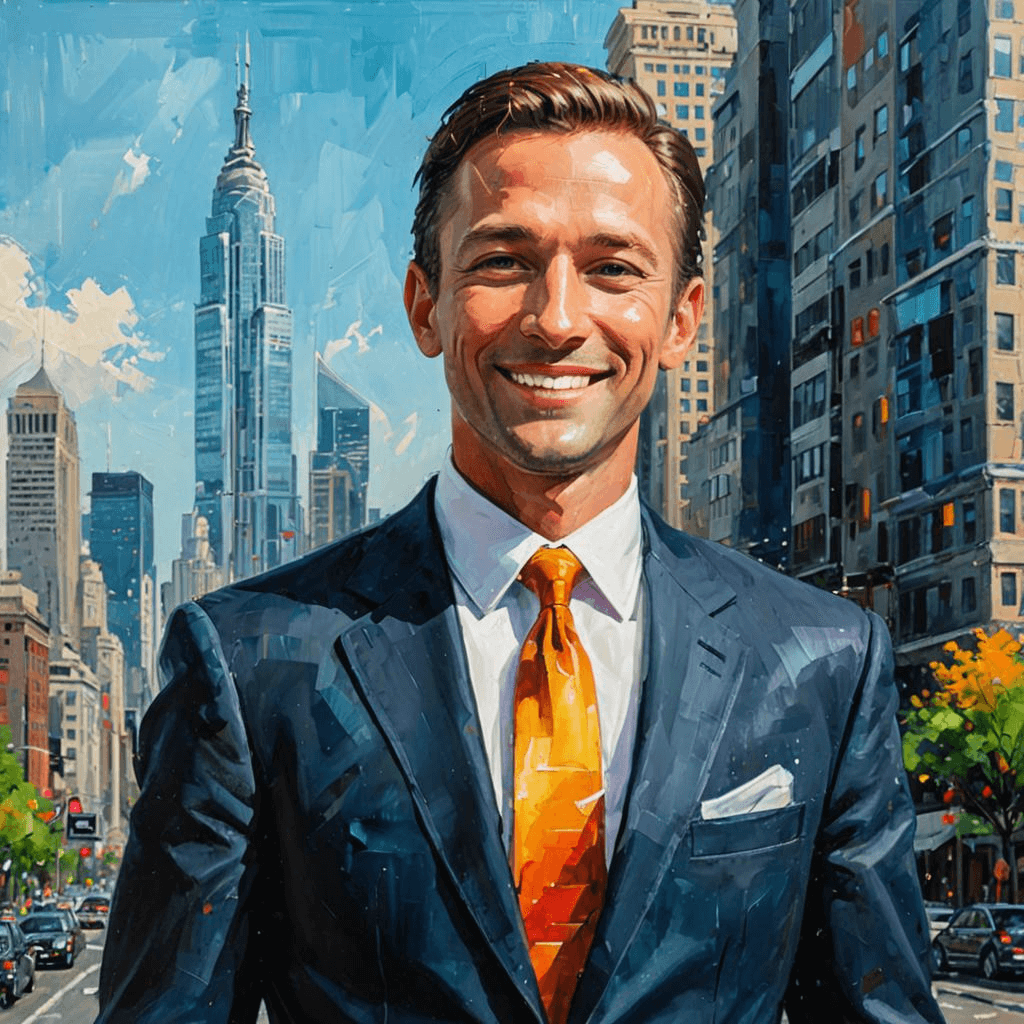 A suited man in acrylic painting style