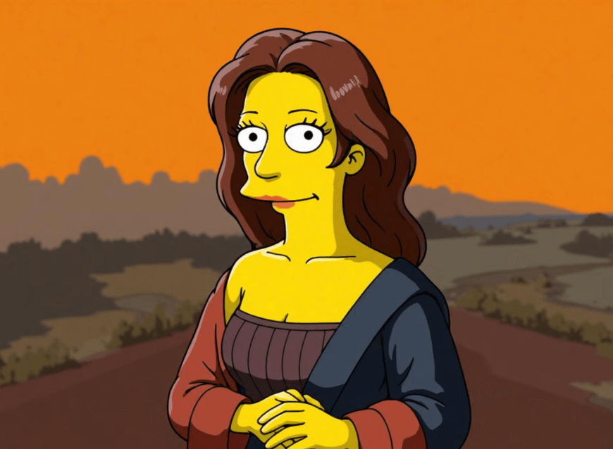 Uma mulher no estilo dos personagens dos Simpsons