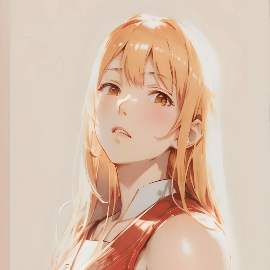 Uma mulher com cabelo loiro em estilo anime