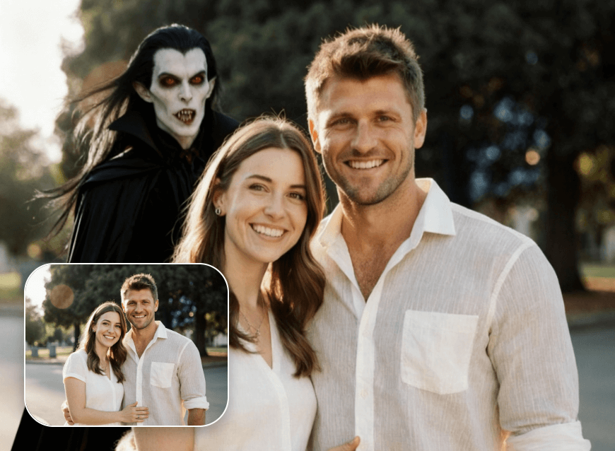 Add a ghost to a couple photo