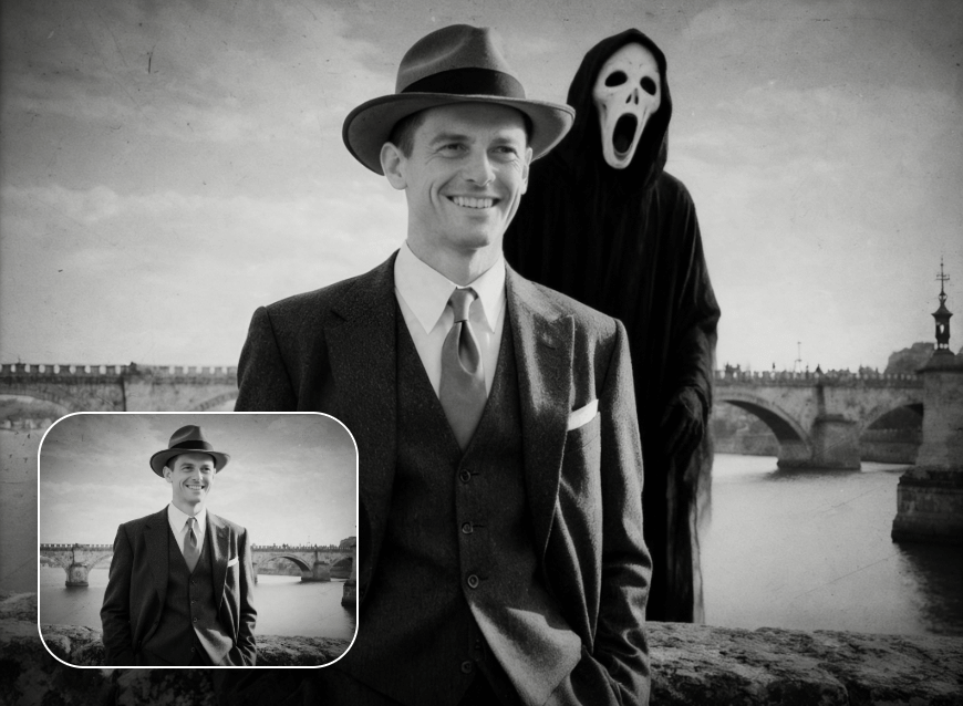 Add a ghost to an old photo