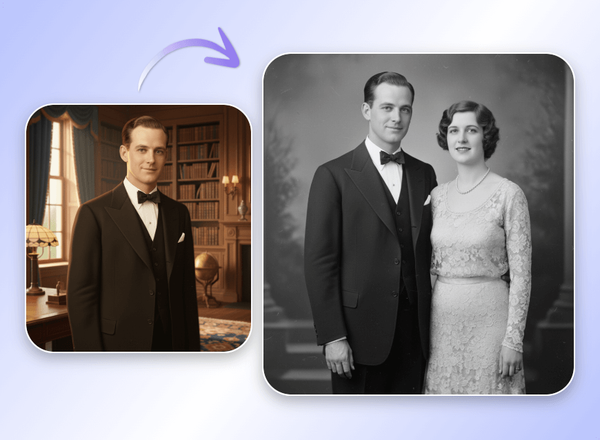 Add a photo of a man to an old photo