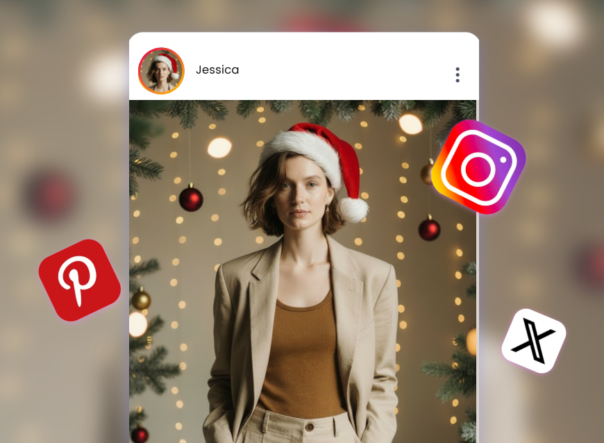 Añade un gorro de Papá Noel a una foto de una niña y compártela en las redes sociales