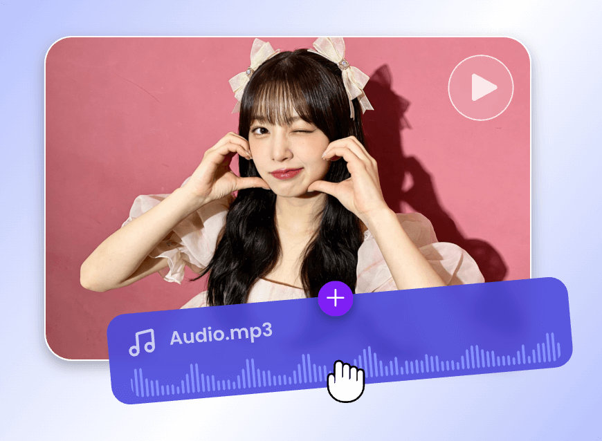 Add kpop music audio to a video of a cute kpop girl