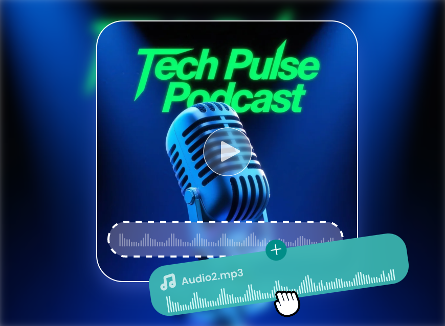 Add music to a podcast cover video