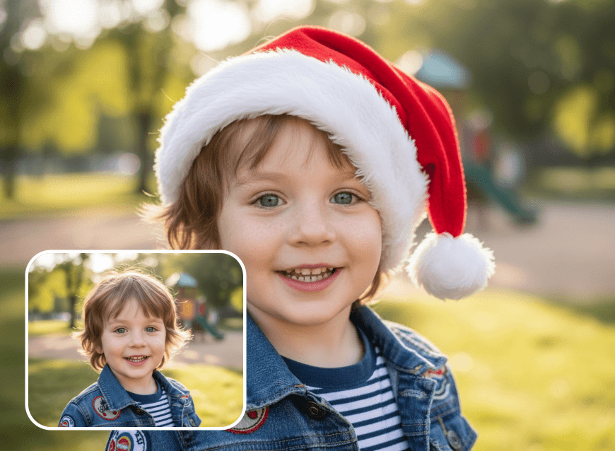 Añadir gorro de Papá Noel a un niño