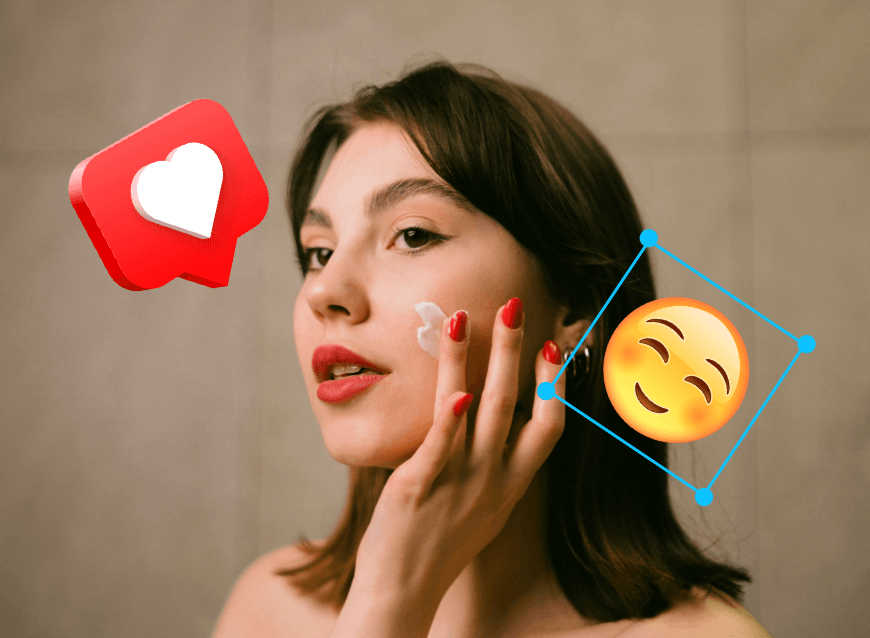 Add stickers to a skincare promo video