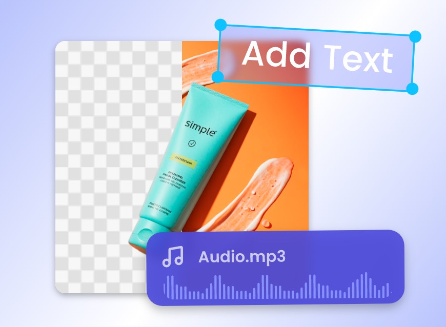 Add text and music to image BG with Clipfly video editor to create product promo videos