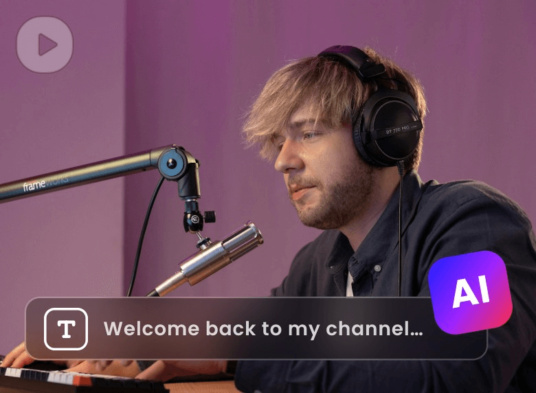 Add text to a video of a male radio anchor