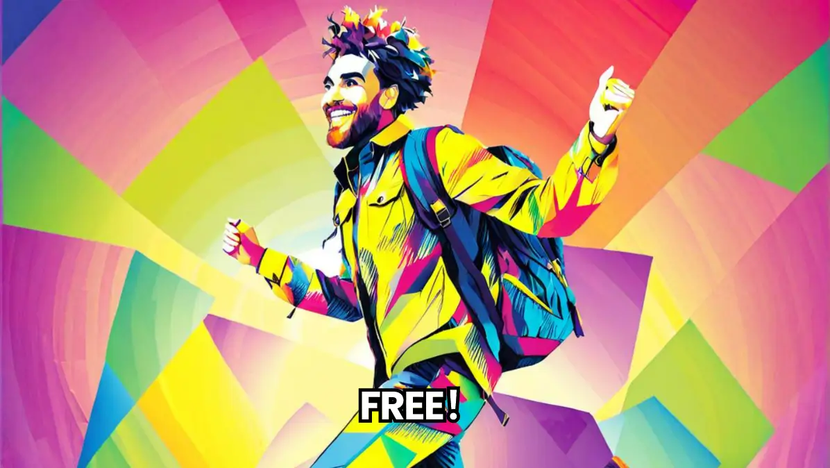 Ai artistic meme featuring a dancing man in a colorful background