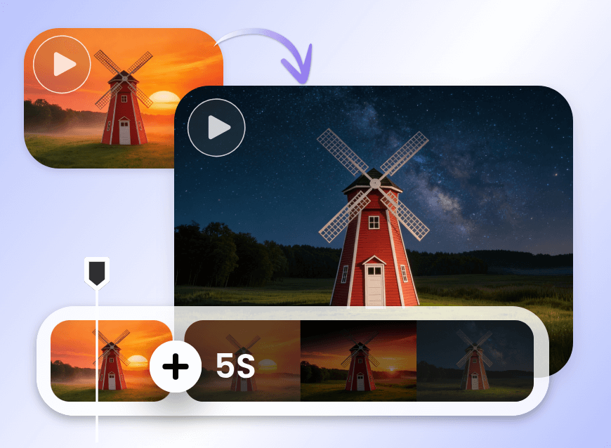 Ai extend a video of a windmill landscape