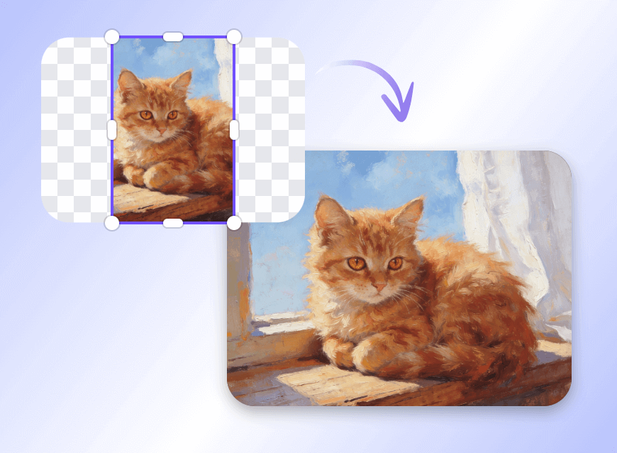 Ai extend an artistic painting of a cat