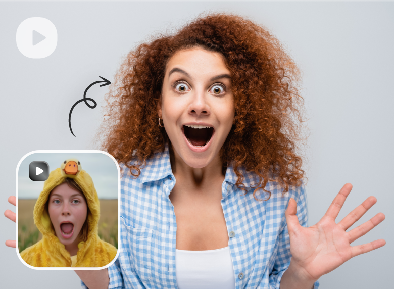 Ai face dance to make a lady in curly hair move