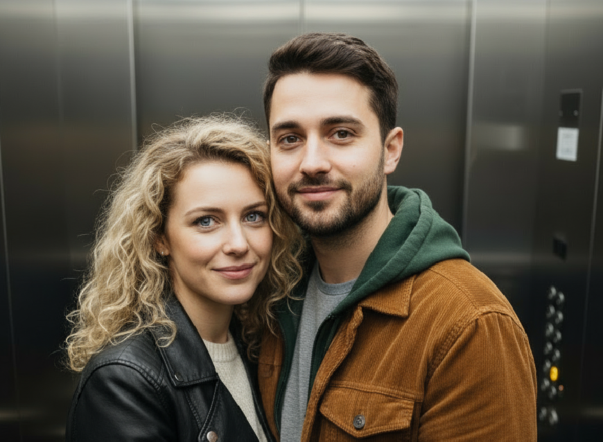 An ai elevator image of a couple