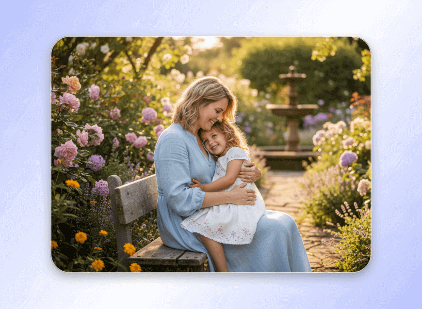 An ai family photo of a woman and her daughter