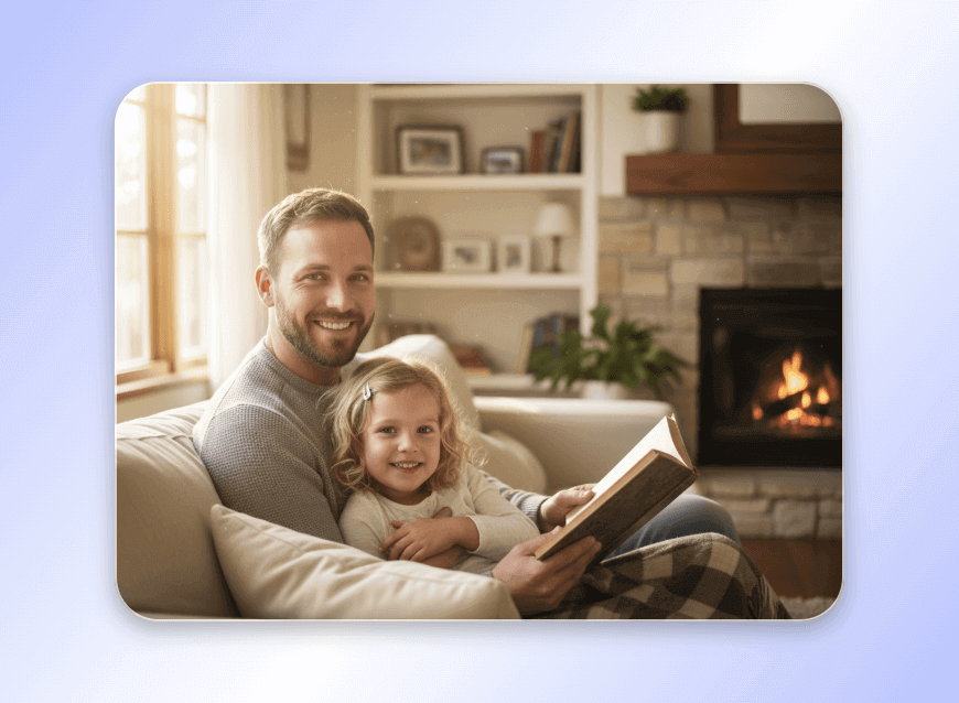 An ai family picture of a man and his daughter