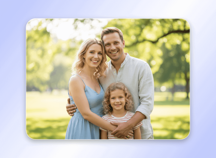 An ai family portrait of a couple with their daughter