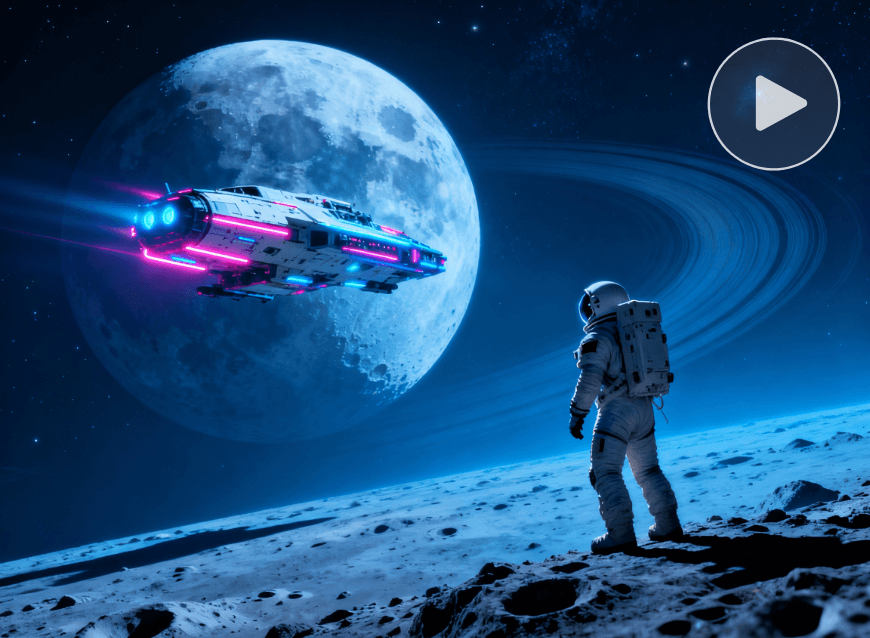 An astronaut is watching a aircraft in outer space