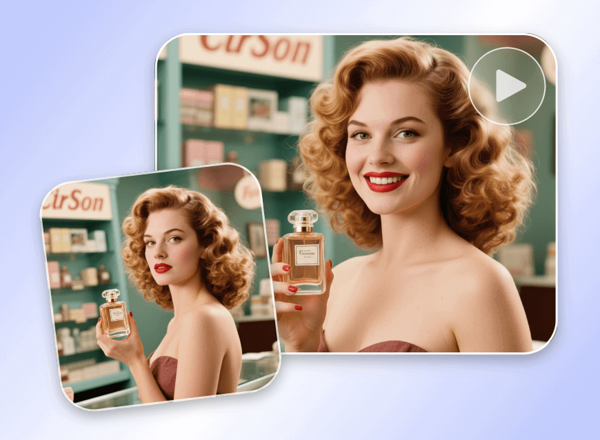 Animate a vintage advertisement photo
