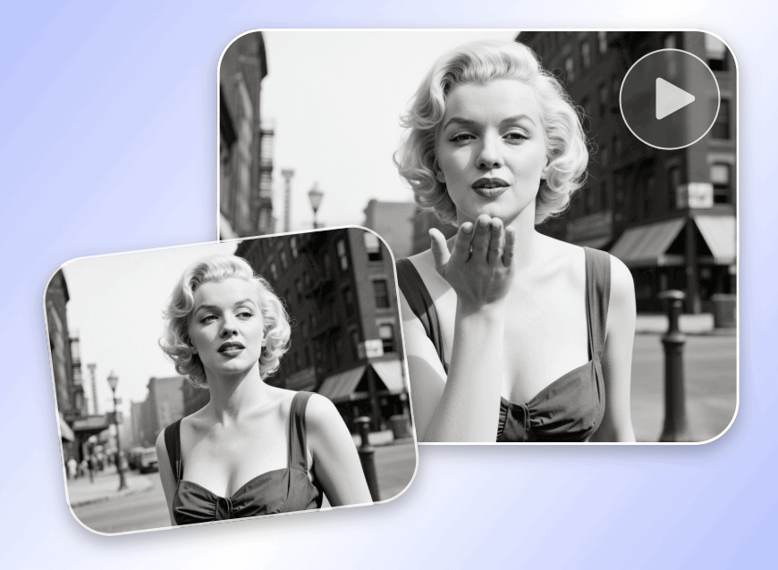 Animate an old photo of a classic celebrity