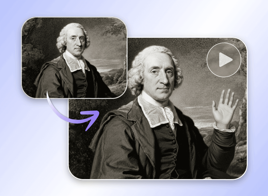 Animate an old photo of a historical figure