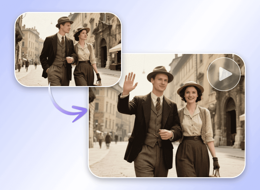 Animate an old travel photo of a couple